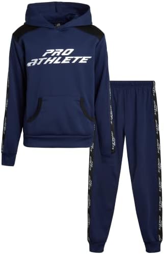 Комплект спортни костюми за момчета Pro Athlete - мек вълнен плат Пуловер с качулка от 2 теми и спортни панталони за джогинг (8-16)