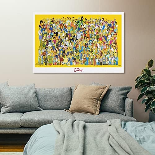 Плакат с героите Симпсън, Декоративна Живопис с маслени бои, Платно, Стенно Изкуство, Плакати За Дневна стая, Картина за Спалня -YangTing 24x36 инча (60x90 см)