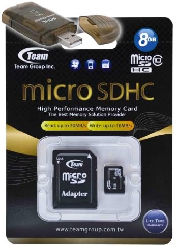 Високоскоростна карта памет microSDHC Team 8GB Class 10 20 MB/Сек. Невероятно бърза карта за телефон HTC TOUCH CRUISE. В комплекта е включен и безплатен високоскоростен USB адаптер. Идва с
