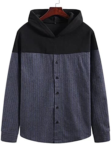Качулки WYTong за мъже, ежедневни връхни дрехи, пуловер копчета в клетка с цветен блок, блузи с качулка