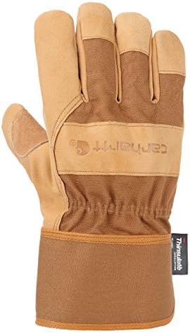 Мъжки Работни Ръкавици от Зърна на кожата Carhartt Със Защитно Белезници За студено Време, Кафяви, Големи размери САЩ