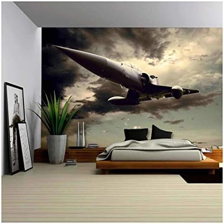 wall26 - Военен самолет на скоростта - Свалящ се рисувани Стенни | Самозалепващи се тапети голям размер - 100x144 инча