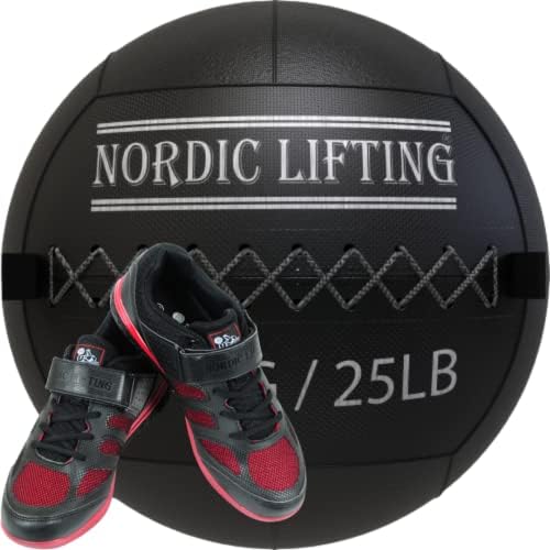 Nordic Lifting Wall Ball 25 килограма в комплект с Обувки Venja Размер на 11 - Черно и Червено