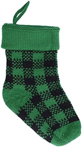 plplaaoo Мини Коледни Чорапи в Клетката, Подвесное Украса от Акрилни влакна Коледна Елха, Мини Вязаный Коледни Чорапи за