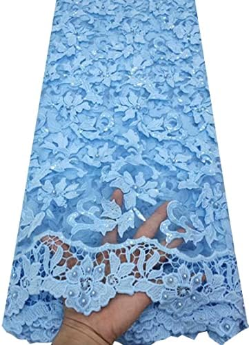 Дизайн на Африканската Френска Дантела Тъкани Нигерийски Френското Сетчатое Дантели, с пайети и мъниста за Жени YTB109-5 Ярда - 120 см -Лейси Плат за Сватба за Младоженци