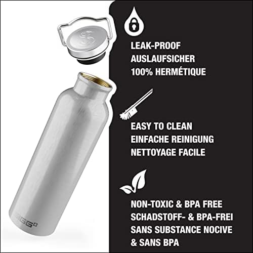 Алуминиева бутилка за вода SIGG - Cooper - Оригиналния сребрист цвят - С винт на капака Запечатани - Лесно - Не съдържа BPA - 25 грама