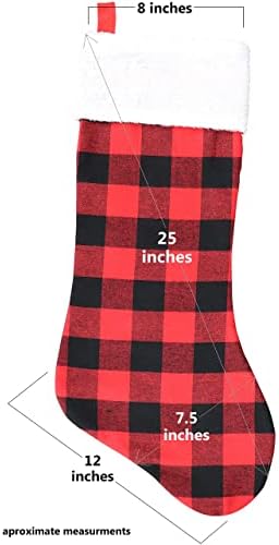 Коледни чорапи от плат Iconikal, 25 инча, в червената клетка от Бъфало, 5 опаковки