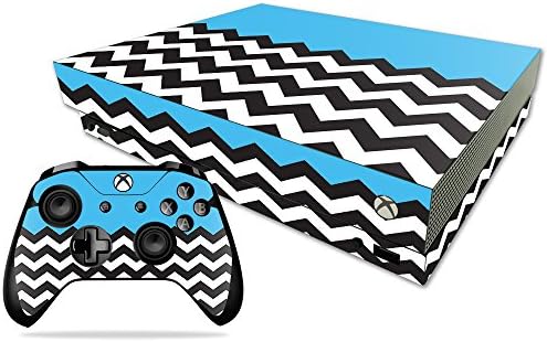 Корица MightySkins, съвместима с Microsoft Xbox One X - Baby Blue Chevron | Защитно, здрава и уникална Vinyl стикер-опаковка | Лесно се нанася, се отстранява и обръща стил | Произведено в САЩ