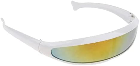 Футуристични Тесни Слънчеви Очила Cyclops, Космически Костюм Робот, Цветни Огледални Лещи (Цвят бял)