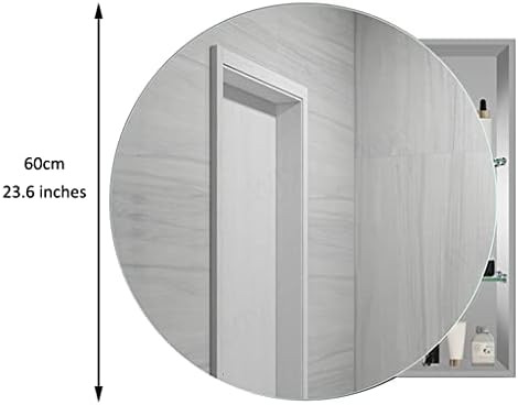 Алуминиев Огледален Шкаф за баня FIFOR, Кръгло Огледало с рафт, Шкаф За багаж, Висок Стенен шкаф Над Тоалетен шкаф (Цвят: C)