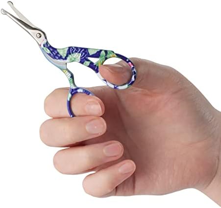 Ножици за бродиране от неръждаема Стомана с кръгла защитно върха във формата на птици Щъркел - Малък Син - 1 чифт