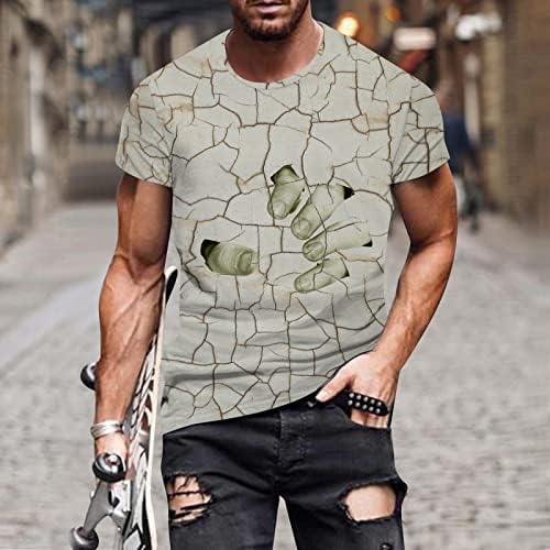 2023 Нова Мъжка Индивидуалност Мускулести Мъжки Мускули Тениска с 3D Дигитален Печат с Кръгло деколте и Къси