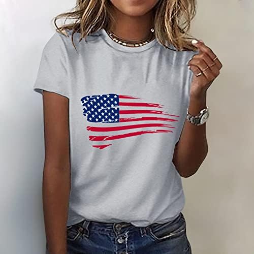 дамски блузи на бретелях, Риза Ден на Независимостта, Женски Графични Тениски За Жени, в началото на с Кръгло Деколте и Къс Ръкав, Национален