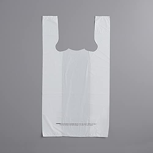 Пластмасови опаковки KitchenDine - Пакети за продукти, Чанта за пазаруване в тениски - Бели пакети за продукти с размери 21 x 11 1/2, подходящи за вторична преработка. Bolsas De Plast