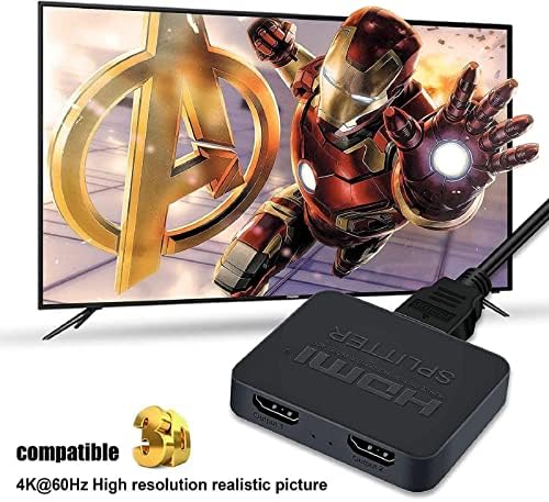TECKEEN HDMI Splitter 1in 2 Out, HDMI switch 4K @ 60Hz с 3,5-мм аудиоподдержкой 3D, HDR функцията Dolby Vision HDTV, STB, DVD, видео