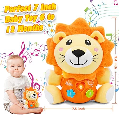 Играчки за деца от 6 до 12 месеца - Детска Музикална играчка за Момчета и Момичета, на 1 година - Сладки Плюшени Играчки във формата на Лъв, Играчка За Новородено, 0, 3, 6, 9,