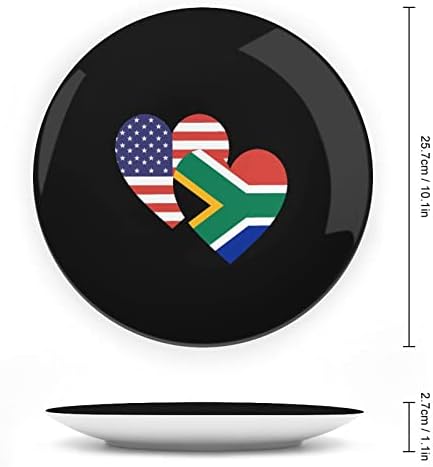 Южна Африка Американския Флаг на Сърцето Реколта Декоративна Чиния от Костен Порцелан със Стойка за Дисплея на Хубава Чиния Подарък