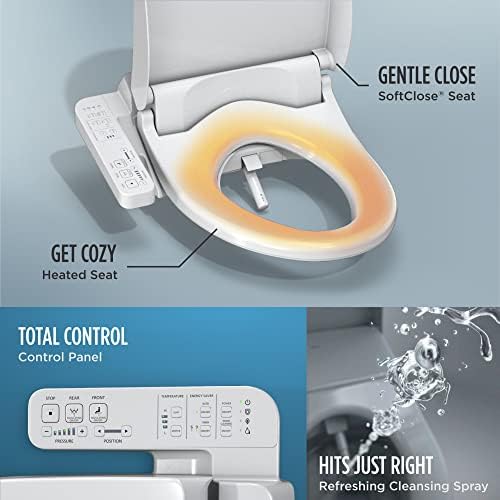 Електронно Седалка за тоалетна TOTO WASHLET А2 за биде с нагревател и капачка от мек памук, Удължавам, Памучно, Бяло - SW300401
