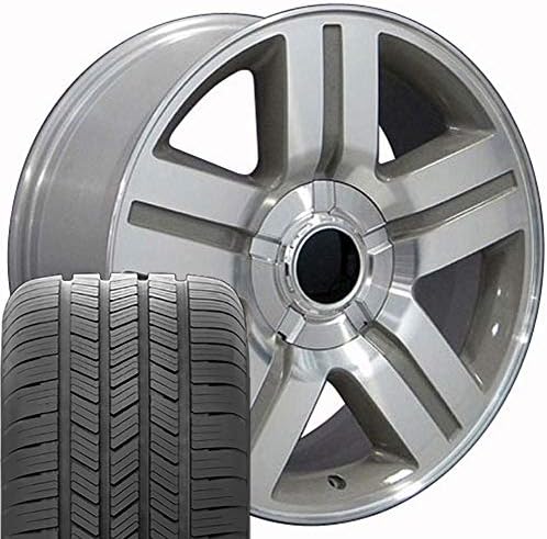 OE Колела LLC 20-цолови джанти са Подходящи за гуми Silverado Sierra До 2019 г., до 2021 година Tahoe Suburban Yukon Escalade CV84 20x8,5 Ма Сребристи джанти Goodyear LS2