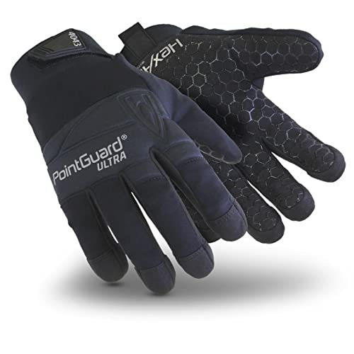 Защитни Търсачките Ръкавици HexArmor PointGuard Ultra 4043 Черен на Цвят, Устойчиви на иглам, за патрули на полицията и правоохранителните
