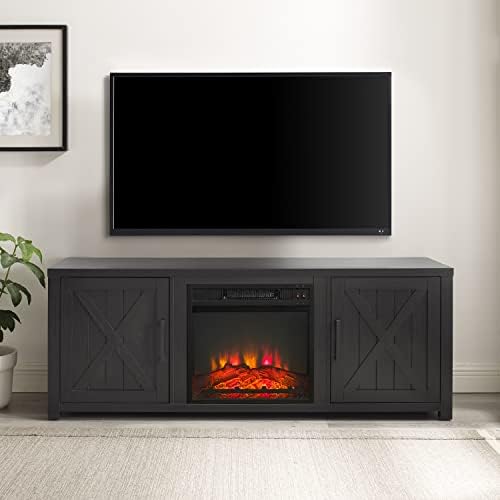 Crosley Furniture Gordon 58-инчов нисък профил поставка за телевизор с камина, черен