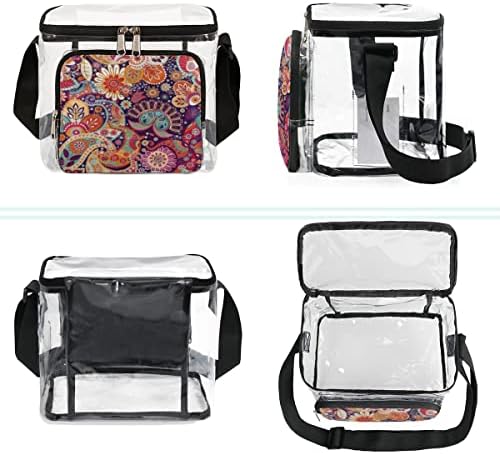 Прозрачната чанта в етнически стил с цветя модел Пейсли, Одобрен Стадион, Чанта-тоут с Дръжки, Прозрачна Чанта през рамо с