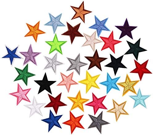 Focushop - 33 бр мини-Звезди, железни ивици, разнообразни Малки петзвездни вышиванок, Sew Апликации, Звезди Мотив, Термоклей Стикер за декорация на собствените си ръце, Пал