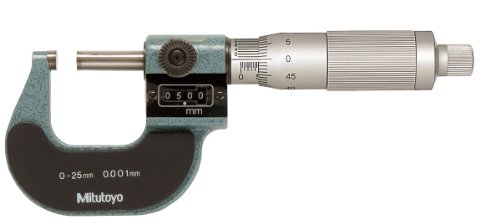 Mitutoyo 193-111-битов Външен Микрометър, Храповик, обхват 0-25 мм, Класификация 0,001 мм, точност +/-0,002 мм