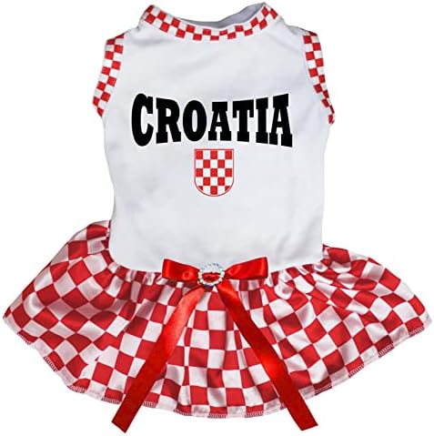 Рокля за кученца Petitebella Croatia & Flag (Бяло /Клетчатое, X-Large)