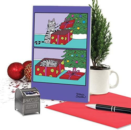 Хумористичен Коледна Поздравителна картичка NobleWorks с Плик размер 5 х 7 Инча (1 пощенска Картичка) весела Коледа, Празничен Подарък