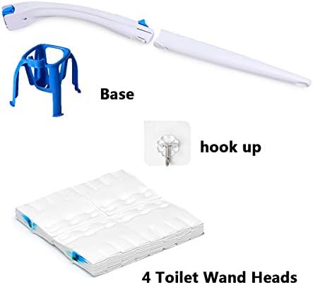 Еднократна система за почистване на тоалетни чинии Aledy - Четка за тоалетна, Поставка за съхранение и 4 Сменяеми глави за тоалетни