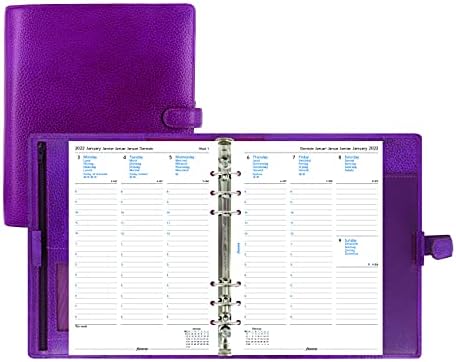 Организатор Filofax Finsbury, формат A5, Традиционна Зернистая кожа, пурпурно, Шест позвънявания, Календар-дневник с график по седмици,