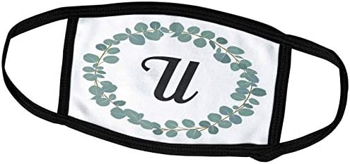 3dRose Вероника Salak Разработва Колекция от Монограми - Венец От листа на евкалипт с монограм във формата на буквата U, Елегантна Зеленина