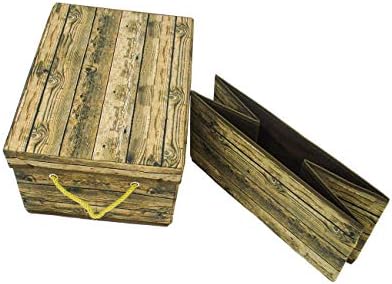 Нововъведения търговска марка Набор от Декоративни кутии за съхранение в дървена стил с ролка (комплект от 2 броя)