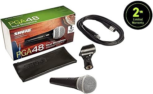 Динамичен микрофон Shure PGA48 - Ръчен микрофон за вокал с кардиоидным звукоснимателем, дискретни ключ за включване / изключване, 3-пинов