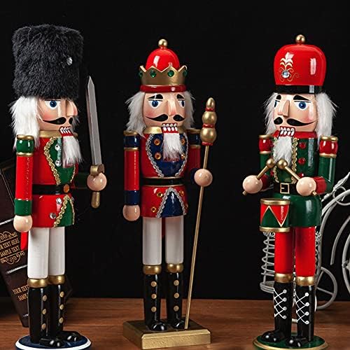 gelvs 15 инча Традиционна Дървена Лешникотрошачката Празничен Коледен Охрана Декоративна Фигурка Кукла Комплект от 3 Опаковки
