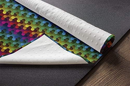 Кърпа за подложка за йога с геометричен модел Ambesonne, Мултимедийна концепция за Футуристичен Извити форми в стил цифров Градиентной