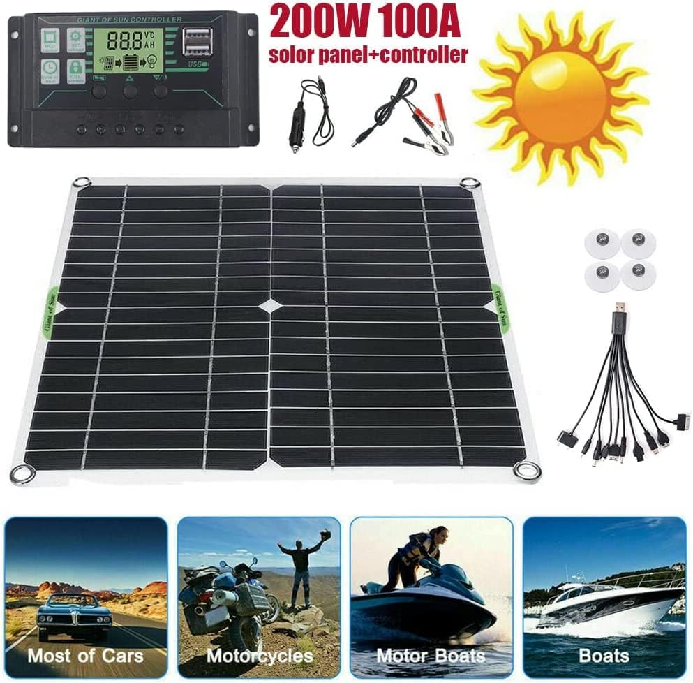 Комплект Зарядно Устройство за Слънчева Батерия 200 W 12 В Монокристален Фотоелектричния Модул за Автомобил RV Морски Лодки Caravan Off Grid Система с Контролер на заряд 10A-50A
