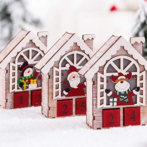Abaodam Дървена Къща във формата На Календар Осветление Коледен Календар Украшение Творчески Снежна Дизайн Светлинен Календарна
