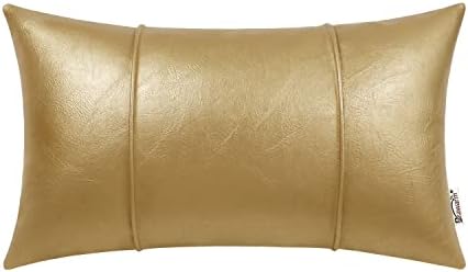 Калъфки BRAWARM Gold от естествена кожа 12x20 См - Калъфка за възглавница за долната част на гърба от изкуствена кожа с кант, Зашити на ръка в Кожена Калъфка за дивана-легло,