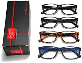 100 КЛАСИЧЕСКИ 4 Опаковки Правоъгълни Очила За Четене с Пружинным тръба на шарнирна Връзка За Четене в Традиционните Рамки на Очила за Мъже и Жени