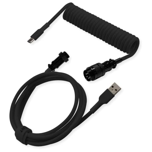 Наклонен навити USB кабел C за механична клавиатура Nation - Гъвкав, но здрав - Подвижна Спирала кабел за клавиатура Aviator USB C - (на дължина от 5 метра до 5,7 метра) Спирален ка?