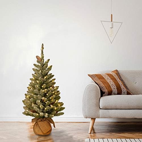 Предварително зажженная на Изкуствена мини-Коледна елха Tree National Company | Включва В себе си Малки бели led светлини и плат основа