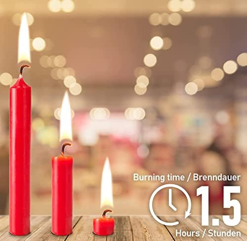 Коледни свещи BRUBAKER с подсвечниками под формата на коледна Елха - Пакет от 20 Червени Свещи размер на 3½ x ½ инча + Традиционните Реколта
