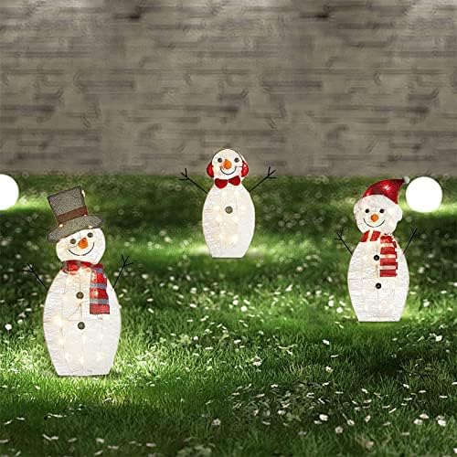 QBOMB Коледен Снежен човек, Улично украса на двора с led крушки, 20 Светлини, Предварително Заредени Батерии, Светлини на Снежната