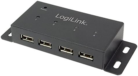 Хъб LogiLink USB 2.0 с 4 порта от метал, черен цвят