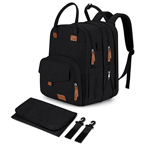 Страхотна чанта за памперси за 2 деца, 17Л ~ 30Л, Разширяема Двойна чанта за памперси, Раница За пътуване / за пазаруване, удобен за потребителя дизайн на достъп / 4 Голем