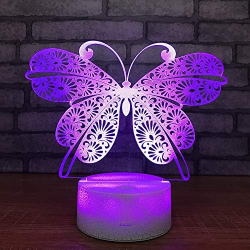 Jinnwell 3D Пеперуда лека нощ Лампа Илюзия 7 Цвята Смяна на Сензорен Прекъсвач Настолни Лампи За Маса Украса Led Коледен Подарък