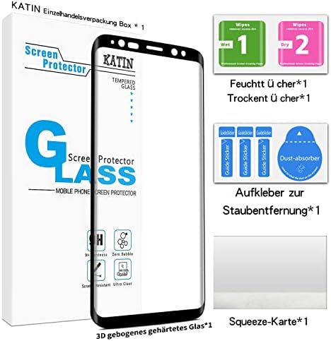 KATIN Предназначен за Samsung Galaxy S8, защитен слой от закалено стъкло, подкрепа за отключване на пръстови отпечатъци, 3D