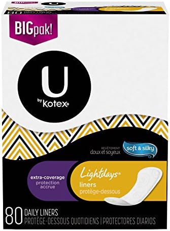 Лайнери U by Kotex Lightdays, Допълнително покритие, Без мирис, 80 мл (опаковка от 6 броя)